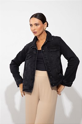 JAQUETA ZIP JEANS SARJA PRETO