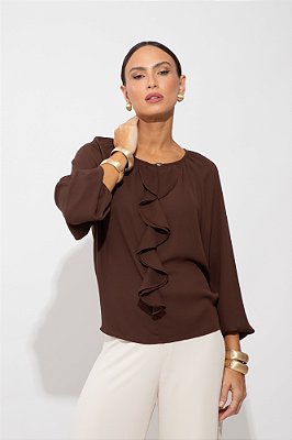 BLUSA NELITA CAFÉ ROMÂNTICA