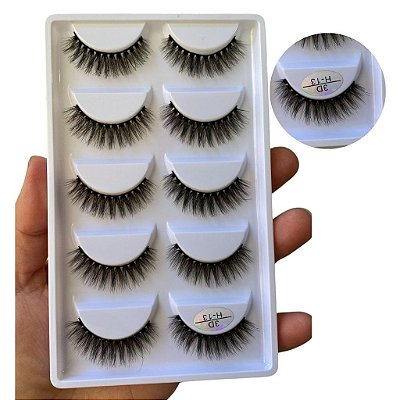 Cartela com 5 pares Cílios Postiços 3D H13
