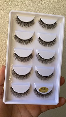 Cartela com 5 Pares de Cílios Postiços 3D X05