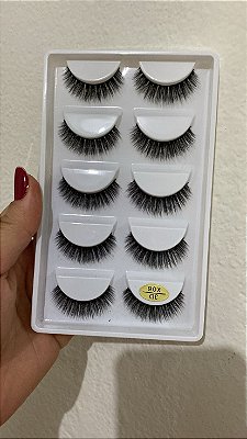 Cartela Cílios Postiços 5 Pares Mink 3D X06