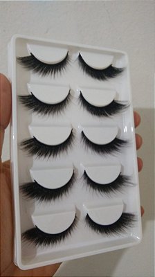 Cartela Cílios Postiços 5 Pares Mink 3D N01