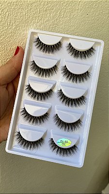 Kit com 10 Cartelas Cílios Postiços 5 Pares Mink 3D H13