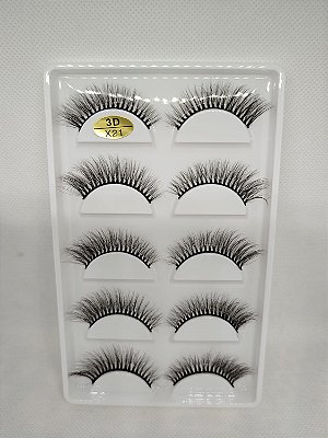 Cartela com 5 Pares de Cílios Postiços 3D X21