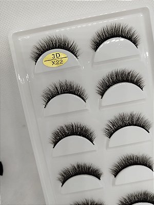 Cartela com 5 Pares de Cílios Postiços 3D X22