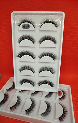 Cartela com 5 Pares de Cílios Postiços 3D MIX02 VARIADO