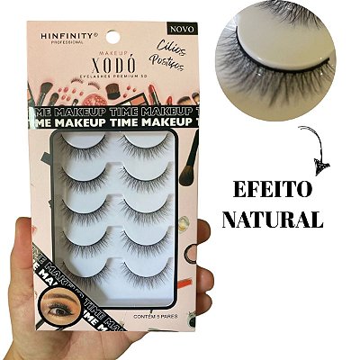 5 Pares Cílios Postiços X02 Estilo Natural Linha Premium Xodo Hinfinity