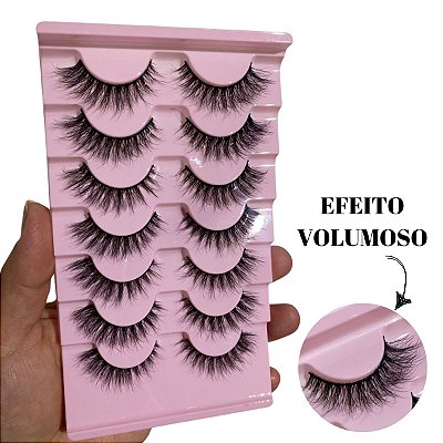 Cartela 7 Pares Cilios Postiços Efeito volumoso XH43