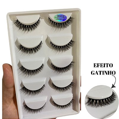 Cartela com 5 Pares de Cílios Postiços H13 MINI CAT - GATINHO