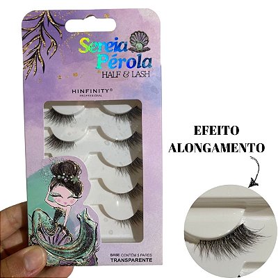 Cílios Postiços Half Lash SP30 Cartela com 5 Pares Hinfinity Base Transparente