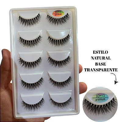 5 Pares de Cílios Postiços 3D H13 Premium estilo natural