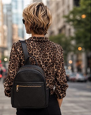 BOLSA MOCHILA PRETA EM PU
