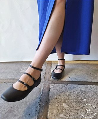 SAPATO ESTILO SAPATILHA FIVELAS FINAS