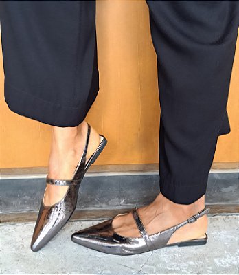 SAPATO ESTILO SAPATILHA SLINGBACK METALIZADA