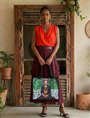 BOLSA EM LONA - ESTAMPA FRIDA