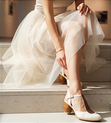 SANDÁLIA MULE NUDE SALTO MADEIRA