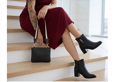 BOLSA PRETA EM COURO