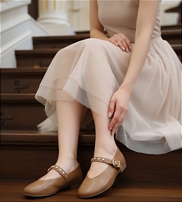 SAPATILHA ESTILO BAILARINA EM COURO