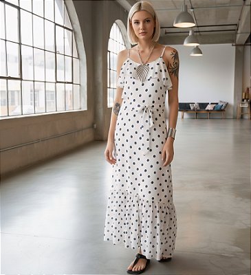 VESTIDO LONGO EM CREPE ANITA