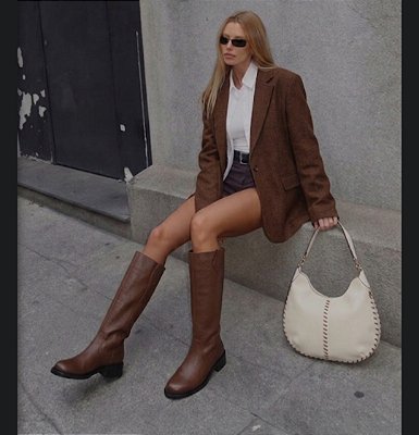 BOTA CANO LONGO SLYM CAFÉ EM COURO