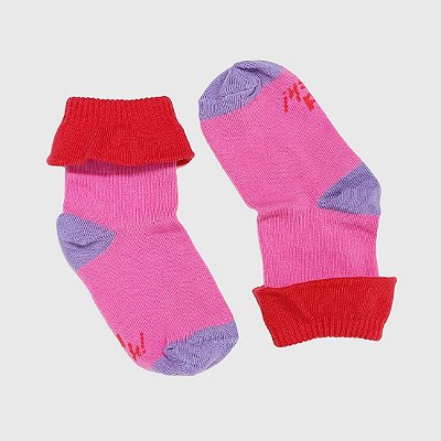 Meia KidSplash! Soquete Fru-fru Rosa Chiclete/Vermelho/Lilás