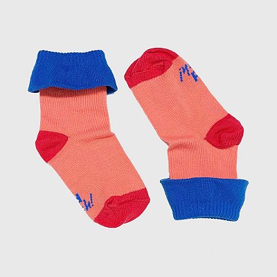 Meia KidSplash! Soquete Fru-fru Coral/Azul/Vermelho