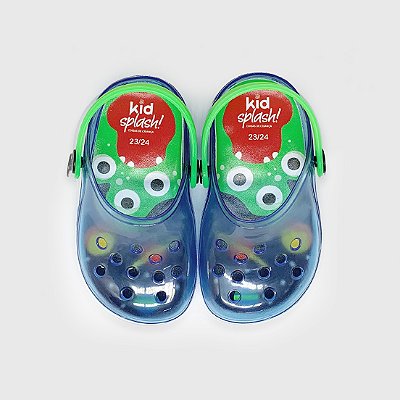 Babuche KidSplash! Transparente Azul/ Verde Neon Alien