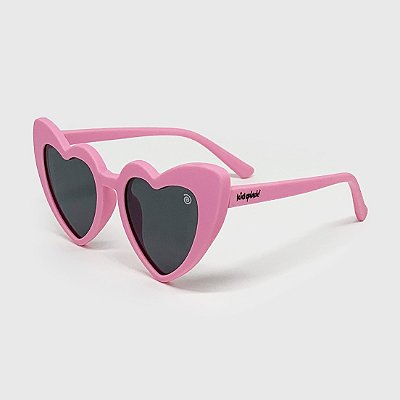 Óculos de Sol Infantil Flexível com Proteção UV400 Coração Rosa Claro