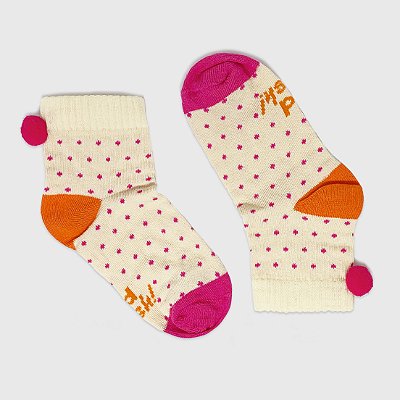 Meia KidSplash! Soquete Poá-Pom Creme