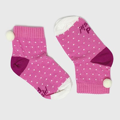 Meia KidSplash! Soquete Poá-Pom Rosa