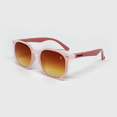 Óculos de Sol Infantil Acetato com Proteção UV400 Teen Hexagonal Rosa Nude
