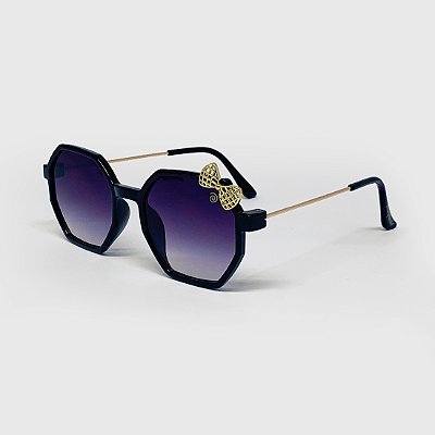 Óculos de Sol Infantil com Proteção UV400 Laço Acetato Teen Preto