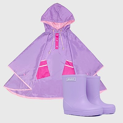 Kit Capa de Chuva Triple Color Lilás + Galocha Glow Matte Lilás