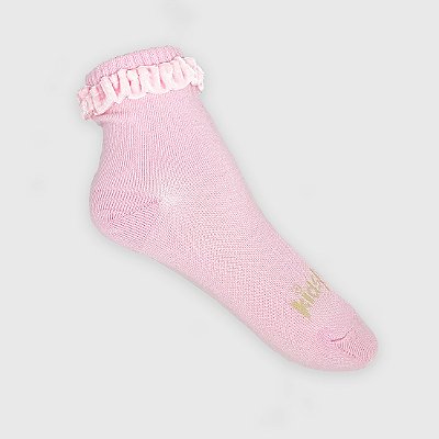 Meia KidSplash! Soquete Fru-fru Veludo Rosa Bebê