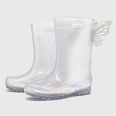 Galocha KidSplash! Slim Glitter Prata Borboleta