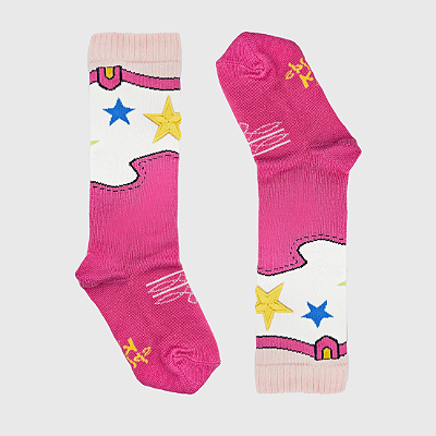 Meia KidSplash! 3/4 Rodeio Pink Patch Estrela