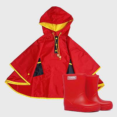 Kit Capa de Chuva Triple Color Vermelha + Galocha Glow Matte Vermelha