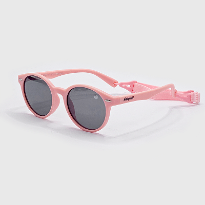 Óculos de Sol Infantil Flexível Proteção UV400 Redondo Sport Rosa Elástico de Segurança Rosa