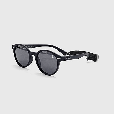 Óculos de Sol Infantil Flexível Proteção UV400 Redondo Sport Preto Elástico de Segurança Preto