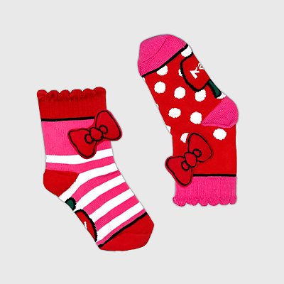 Meia KidSplash! Soquete Duo Miau Laço 3D