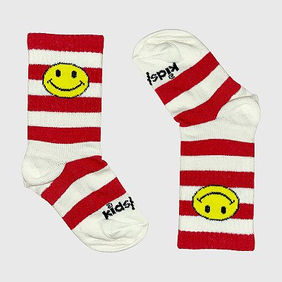 Meia KidSplash! Mid New Carinha Feliz Vermelha