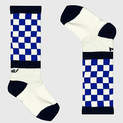 Meia KidSplash! 3/4 Xadrezinha Azul