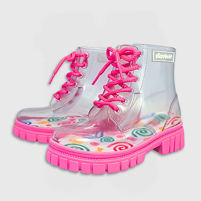 Coturno KidSplash! Transparente Rosa