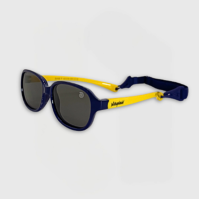 Óculos de Sol Infantil Flexível Proteção UV400 Baby Marinho e Amarelo Elástico de Segurança Marinho
