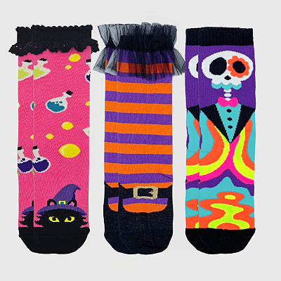 Kit Meia KidSplash! 3/4 Bruxinha/ Alquimia/ Caveira