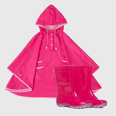 Kit Capa de Chuva KidSplash! Pink + Galocha Kids Lisa Pink