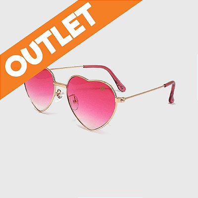 [OUTLET] Óculos de Sol Infantil com Proteção UV400 Coração Pink