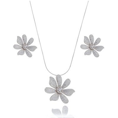 Conjunto flor cravejado