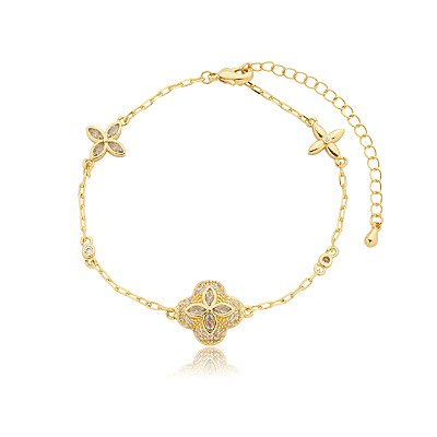 Pulseira trevo cravejado