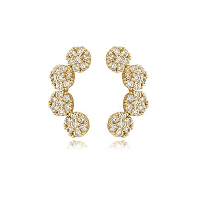 Brinco ear cuff flores cristal